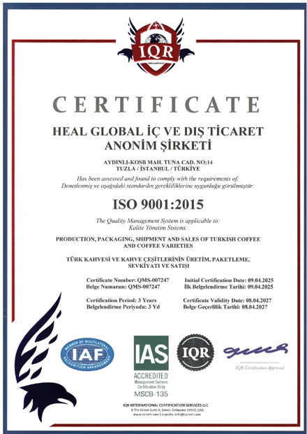 ISO 9001:2015 — Sertifika önizlemesi