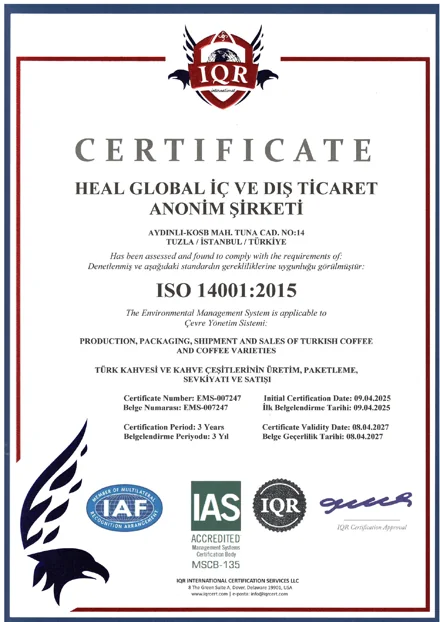 ISO 14001:2015 — Sertifika önizlemesi