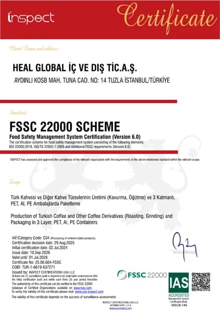 FSSC 22000 — Sertifika önizlemesi